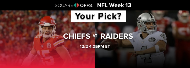 Kansas City vs Oakland - Who's your pick to win? #NFLWeek13