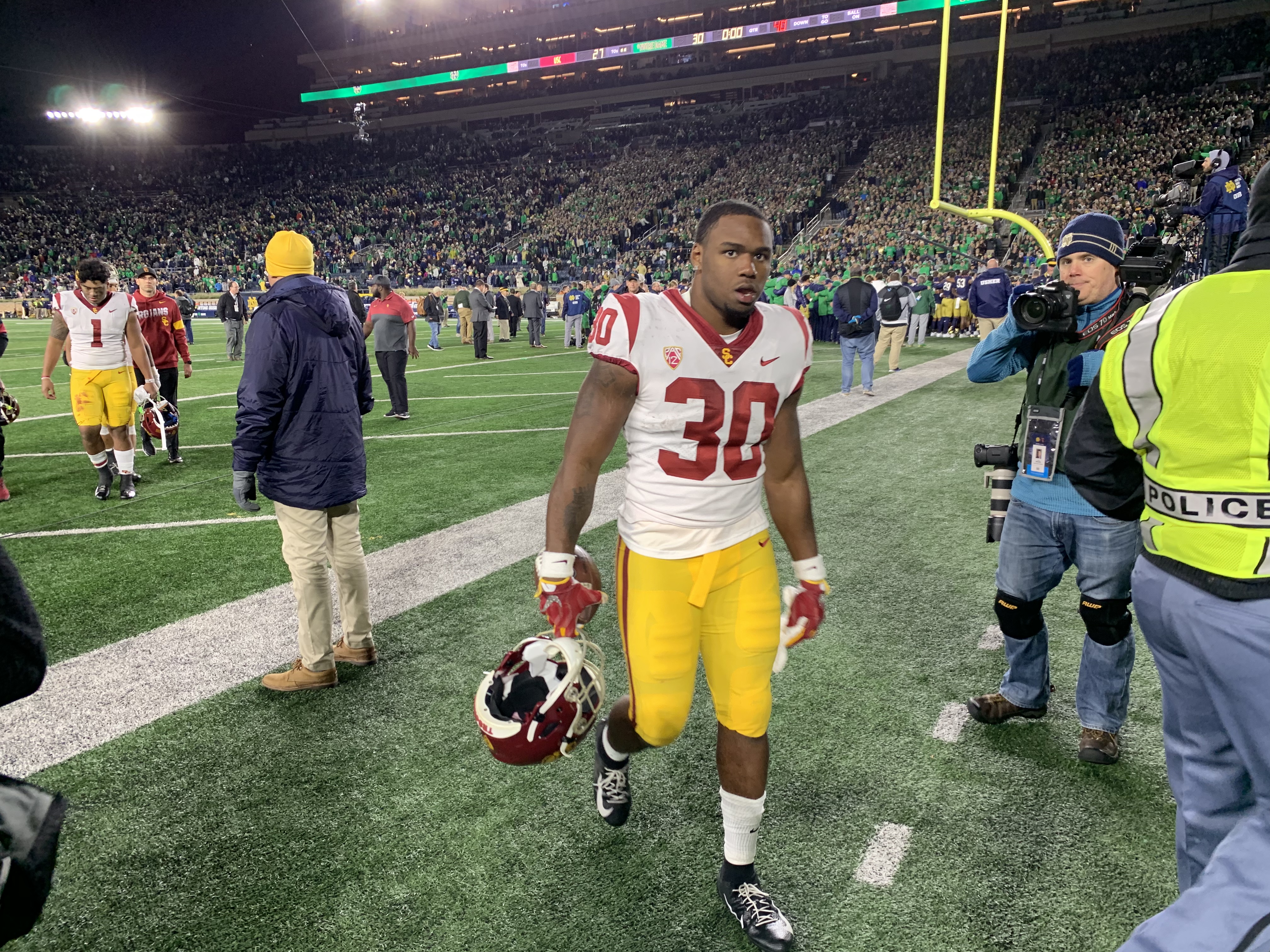 Who was the player of the game against Notre Dame?