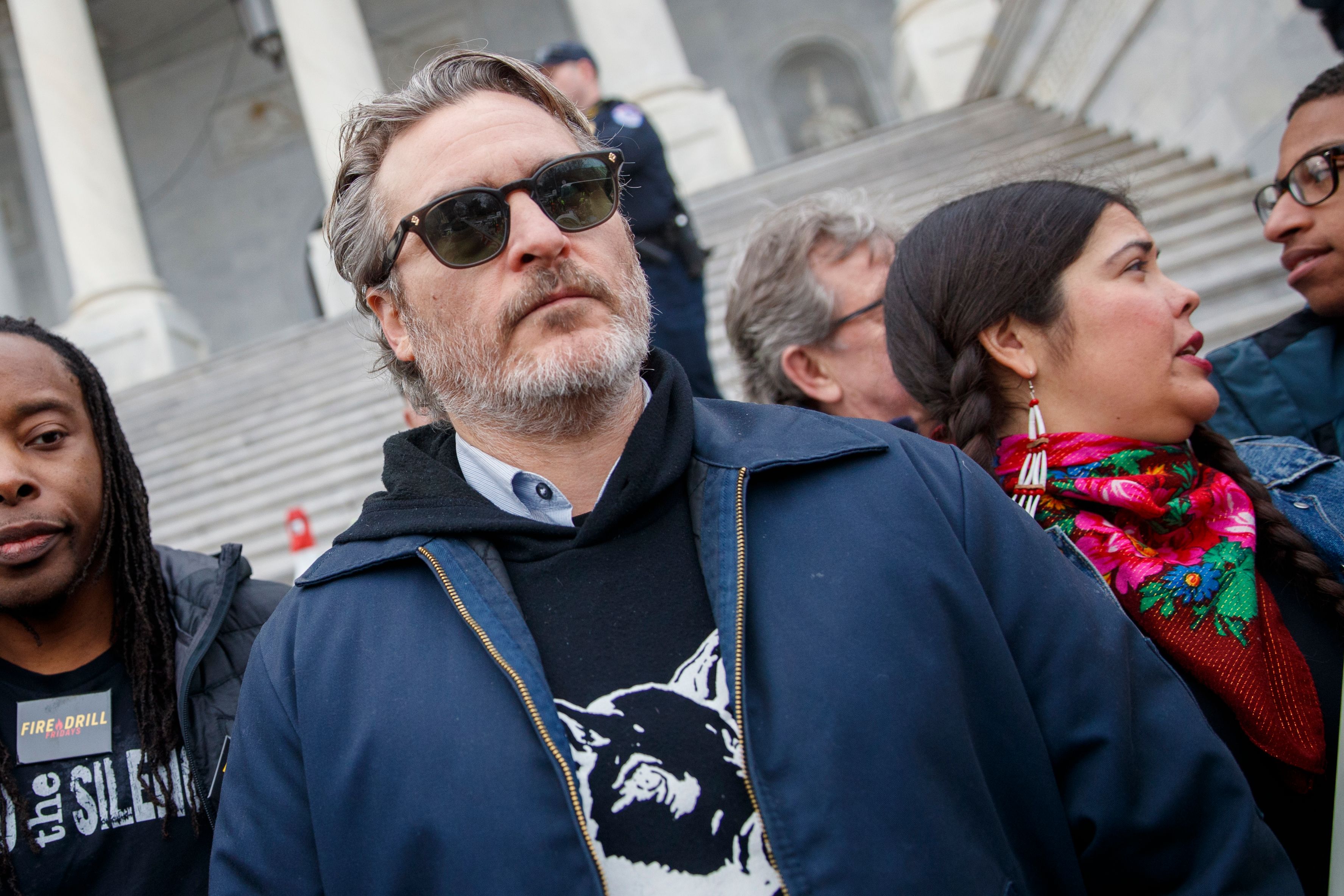 Joaquin Phoenix and Martin Sheen arrested at Fire Drill Friday