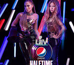 Jennifer Lopez and Shakira performing at the Super Bowl Halftime 