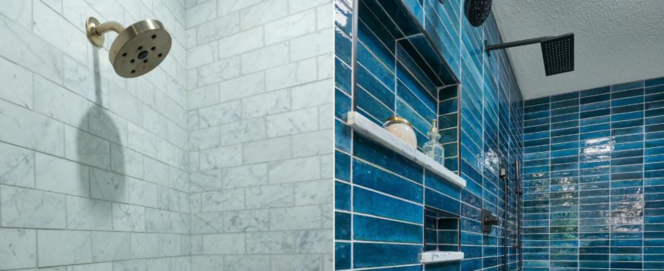 Would you use color tile in your shower or keep it all white and marble?