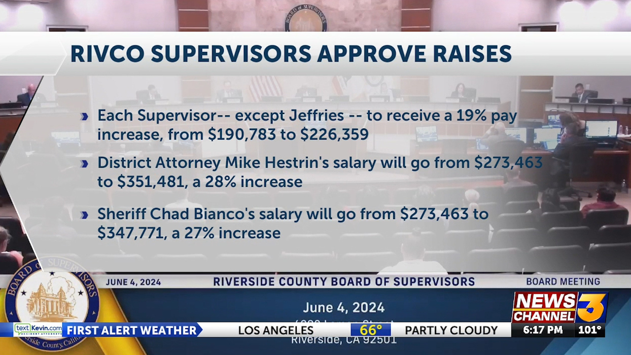 Are you in favor of the pay raises for Riverside County Supervisors, the DA, & Sheriff?